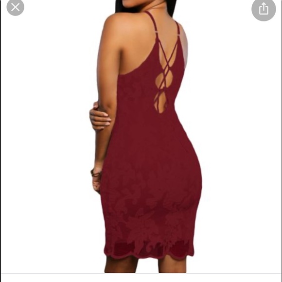 Burgundy Gentle Lace Halter corset back - Picture 4 of 10